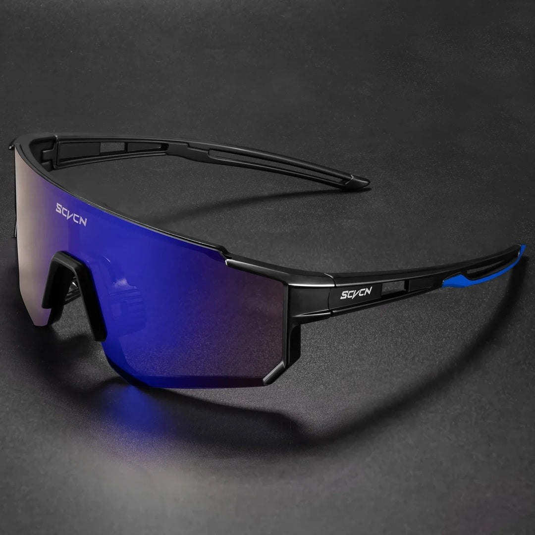 "Sport- und Radbrille mit UV400 Schutz, klare Polycarbonat-Gläser, ergonomisch, für Outdoor-Aktivitäten geeignet, Herren"