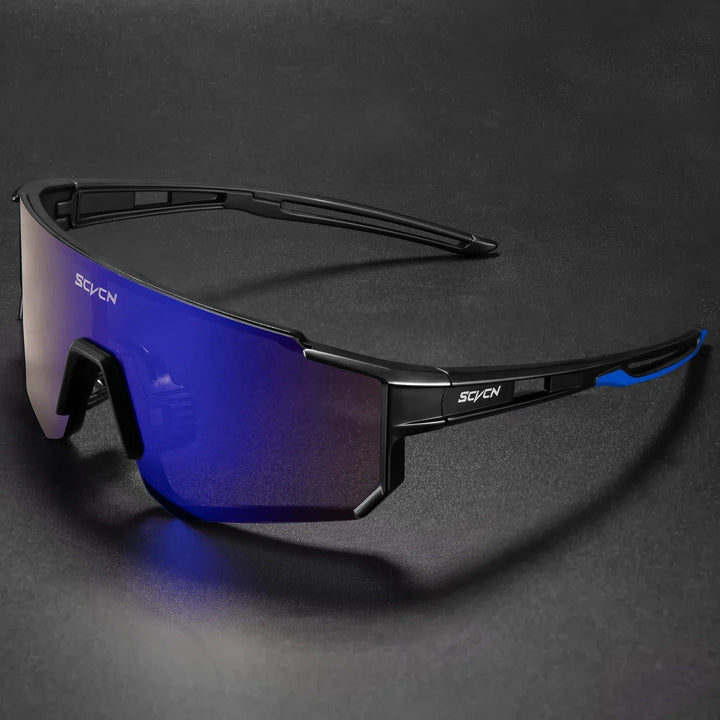 "Sport- und Radbrille mit UV400 Schutz, klare Polycarbonat-Gläser, ergonomisch, für Outdoor-Aktivitäten geeignet, Herren"