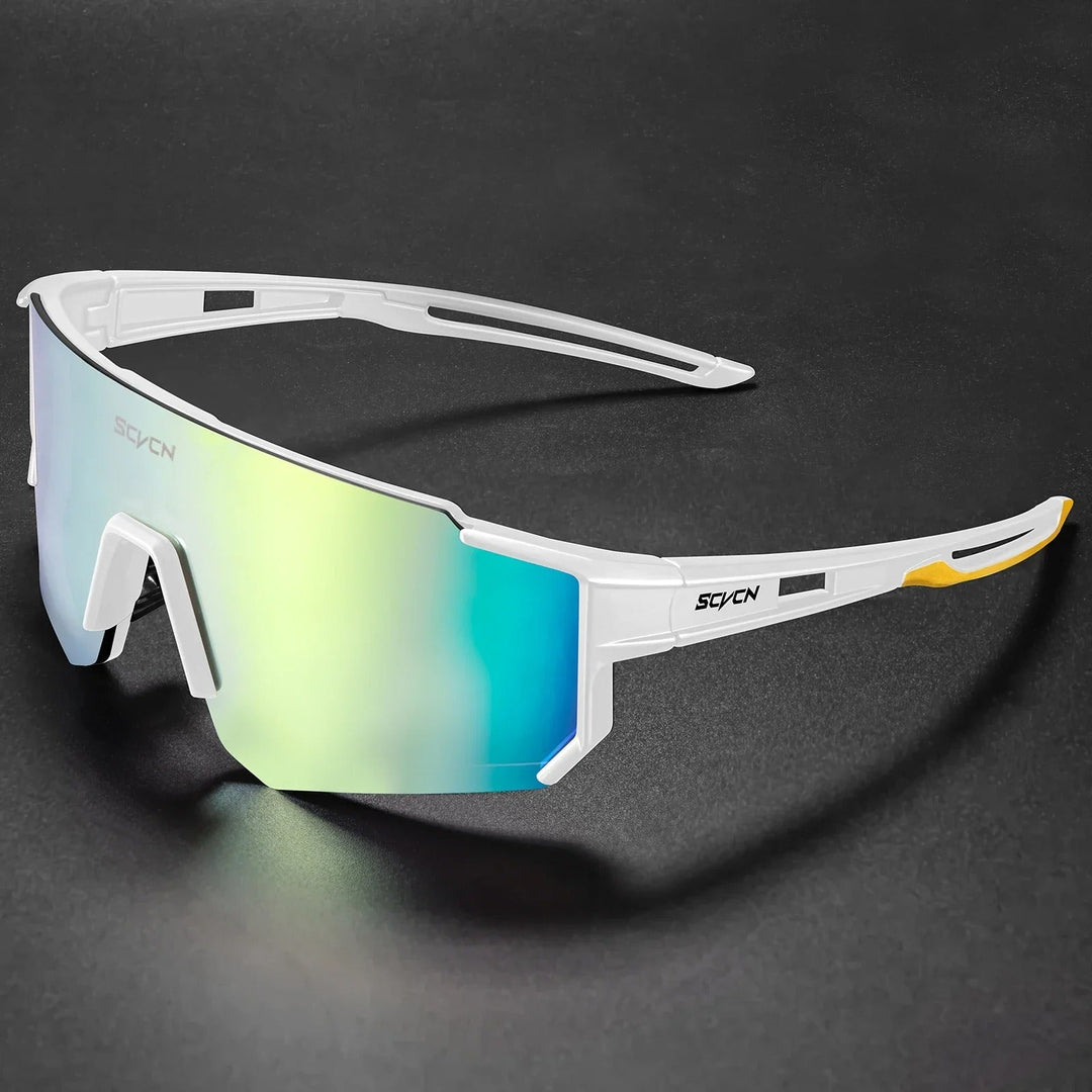 "Sport- und Radbrille mit UV400 Schutz, klare Polycarbonat-Gläser, ergonomisch, für Outdoor-Aktivitäten geeignet, Herren"