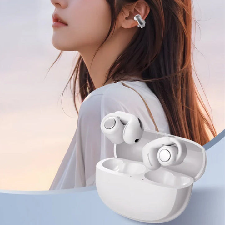 Sportkopfhörer mit offenem Ohr, Bluetooth 5.3, schwarz, lange Akkulaufzeit, ideal für Sport und Outdoor-Aktivitäten.