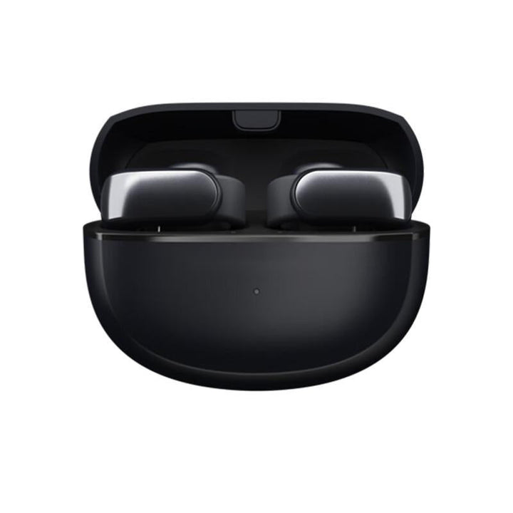 Sportkopfhörer mit offenem Ohr, Bluetooth 5.3, schwarz, lange Akkulaufzeit, ideal für Sport und Outdoor-Aktivitäten.