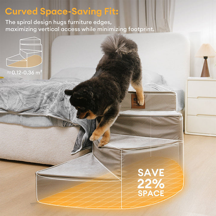 "Stilige, gelenkschonende Haustiertreppe, wasserabweisend, kurvendesign, ideal für modernen Wohnraum, rutschfest, leicht zu r