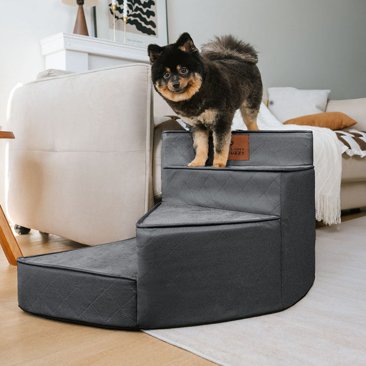 "Stilige, gelenkschonende Haustiertreppe, wasserabweisend, kurvendesign, ideal für modernen Wohnraum, rutschfest, leicht zu r