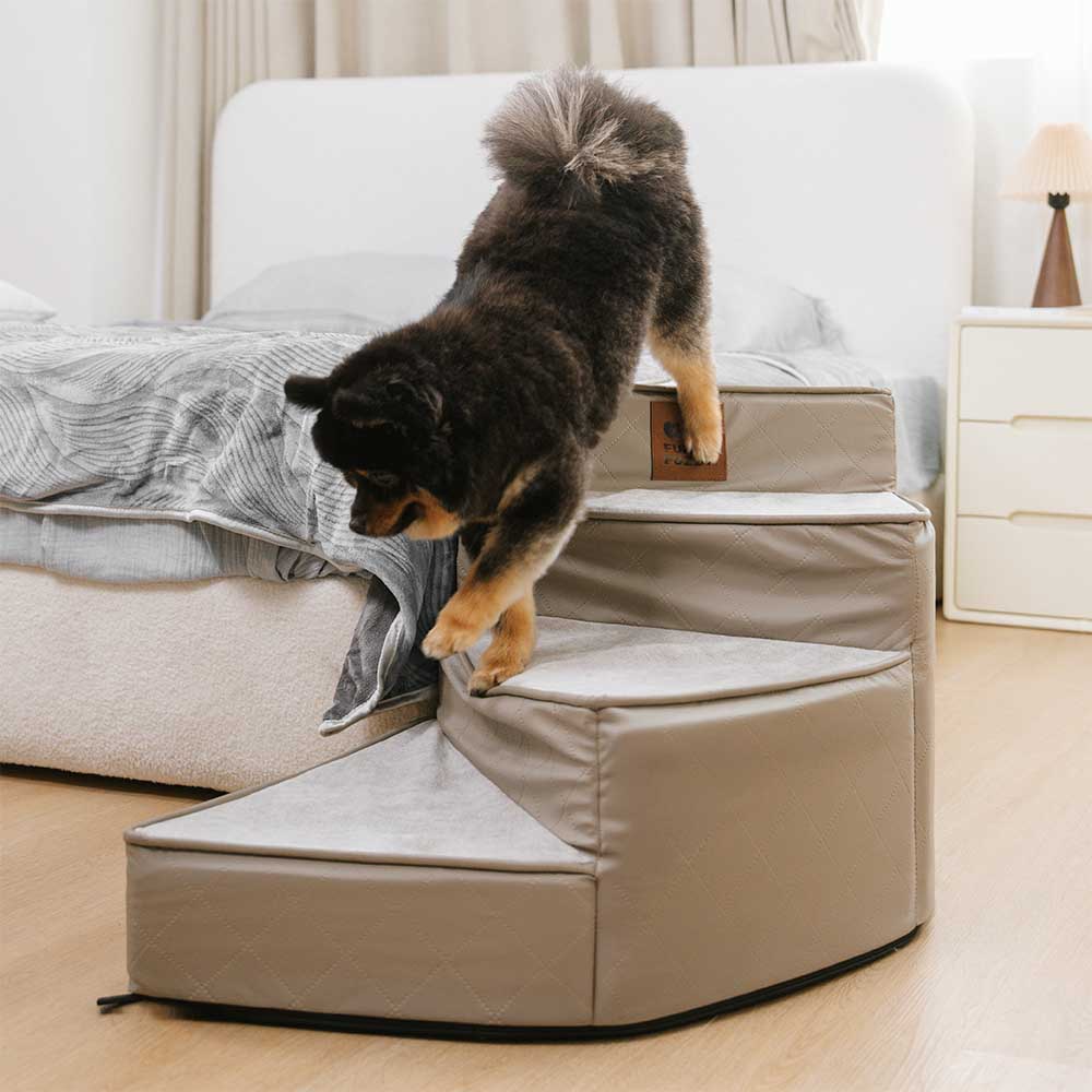 "Stilige, gelenkschonende Haustiertreppe, wasserabweisend, kurvendesign, ideal für modernen Wohnraum, rutschfest, leicht zu r