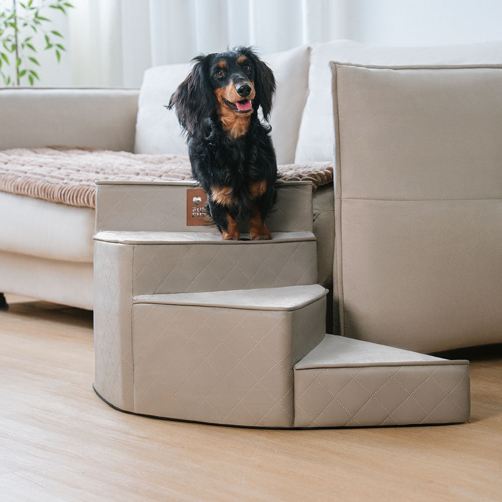 "Stilige, gelenkschonende Haustiertreppe, wasserabweisend, kurvendesign, ideal für modernen Wohnraum, rutschfest, leicht zu r