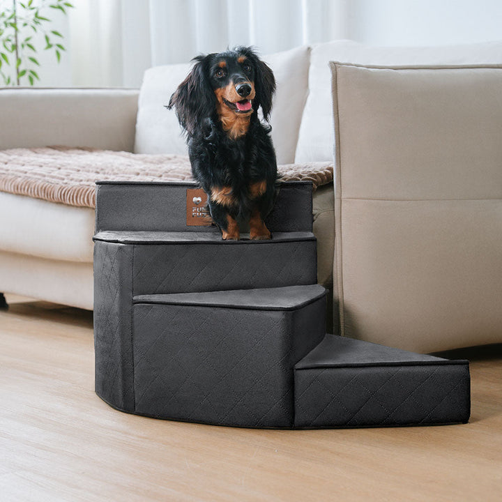 "Stilige, gelenkschonende Haustiertreppe, wasserabweisend, kurvendesign, ideal für modernen Wohnraum, rutschfest, leicht zu r