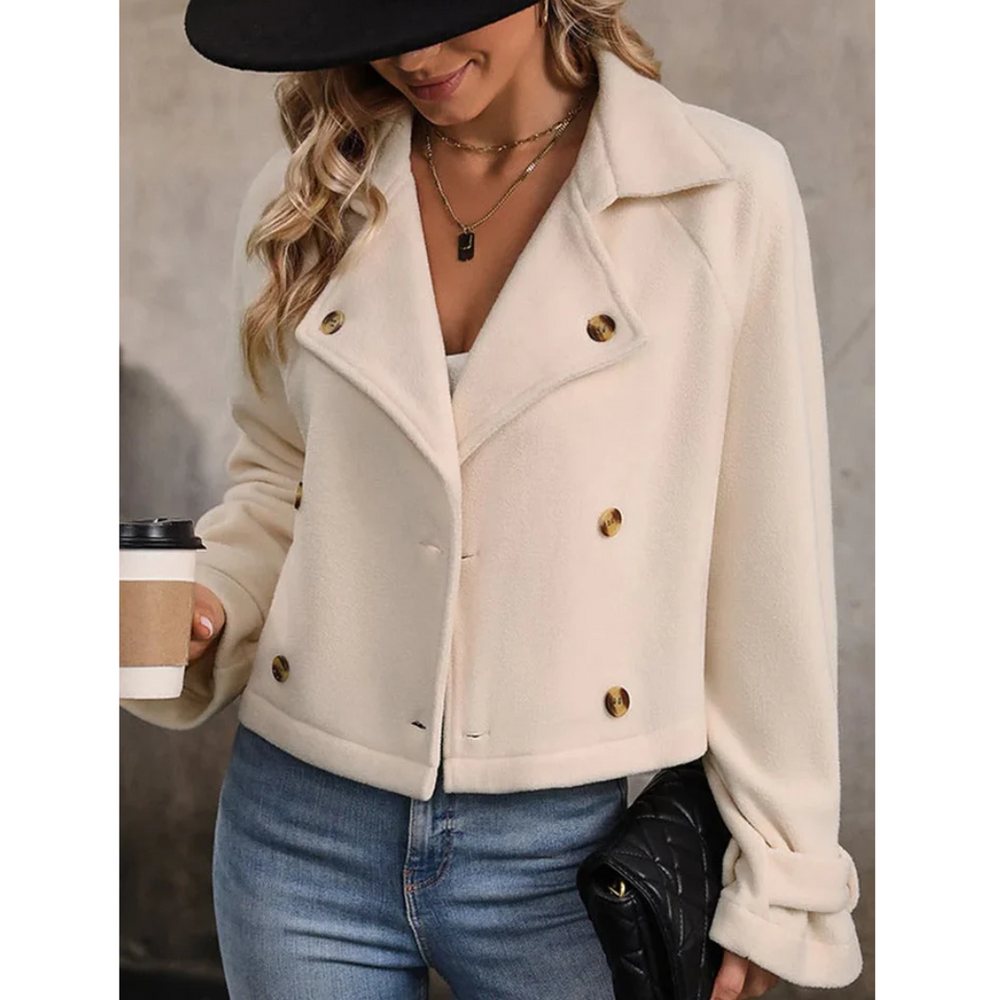 Stilvolle Damen Kurzjacke mit klassischem Reverskragen, schicke Passform, vielseitig kombinierbar, perfekt für jeden Anlass.