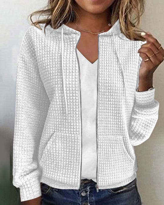 "Stilvolle Damenjacke mit Kapuze, eleganter Schnitt, praktische Taschen, komfortables Design in Grau, Khaki, Rosa, Schwarz, W