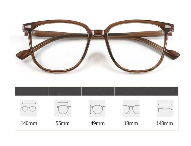 "Stilvolle Dioptrienbrille mit Blaulichtfilter, modern und zeitlos, leichtes Kunststoffgestell, ideal für Bildschirme"