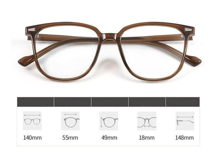 "Stilvolle Dioptrienbrille mit Blaulichtfilter, modern und zeitlos, leichtes Kunststoffgestell, ideal für Bildschirme"