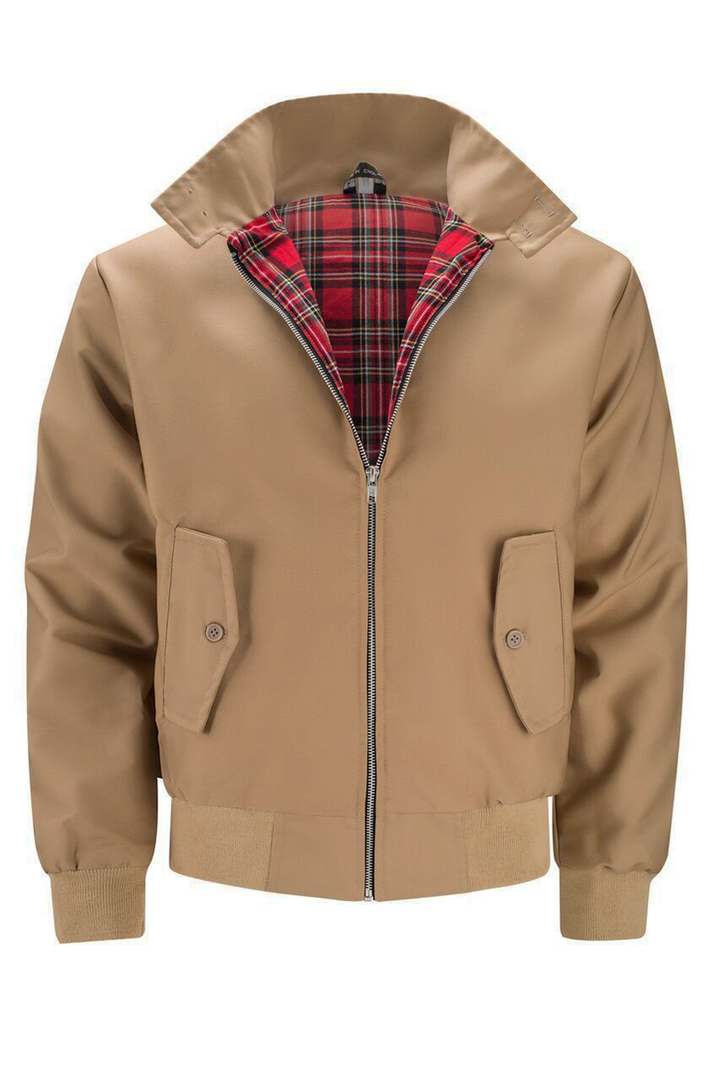 "Stilvolle Harrington-Jacke für Herren in klassischem Design, mit Stehkragen, gerippten Bündchen und praktischen Taschen."