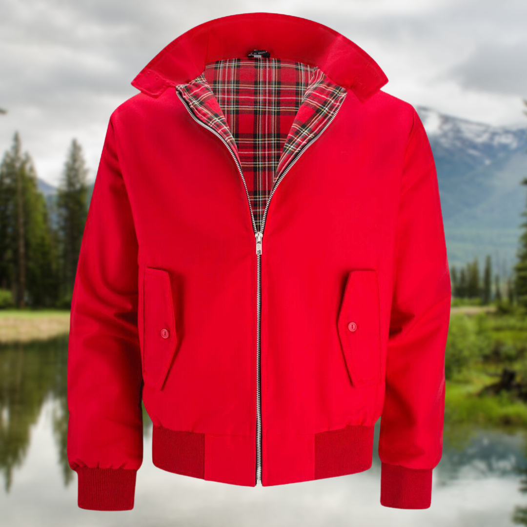"Stilvolle Harrington-Jacke für Herren in klassischem Design, mit Stehkragen, gerippten Bündchen und praktischen Taschen."
