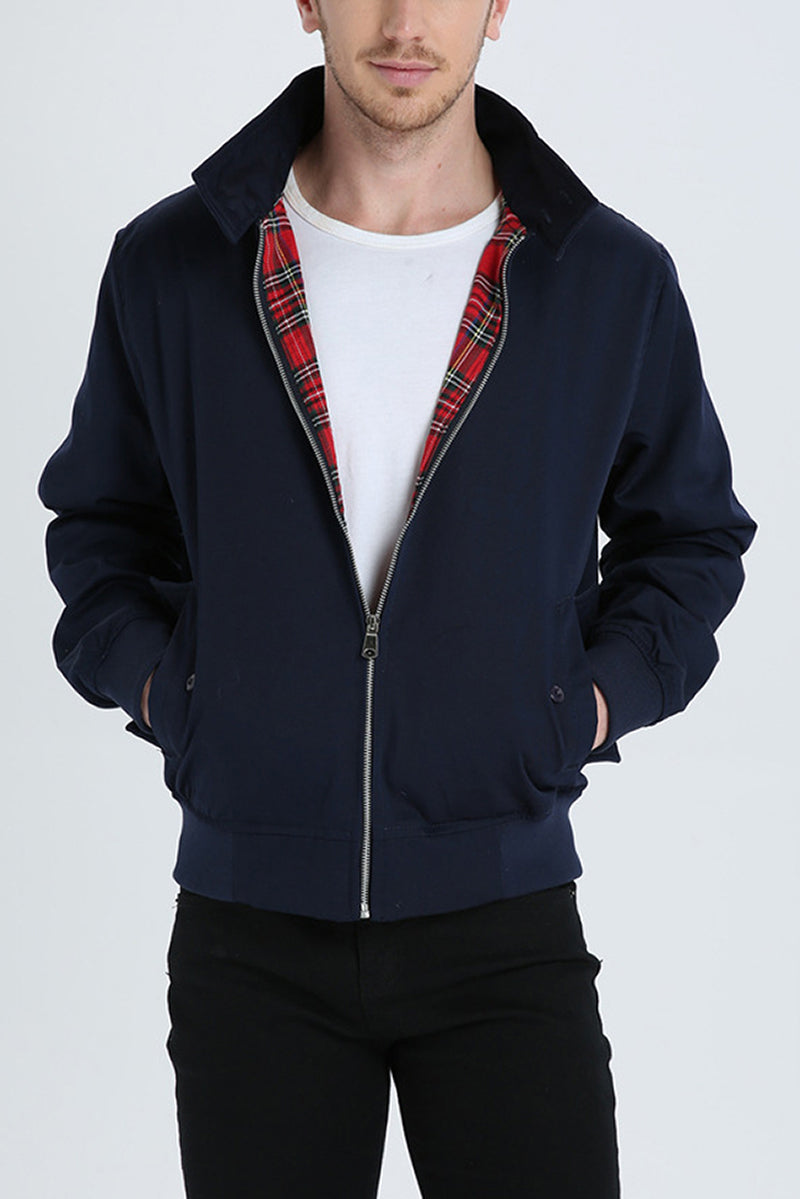 "Stilvolle Harrington-Jacke für Herren in klassischem Design, mit Stehkragen, gerippten Bündchen und praktischen Taschen."