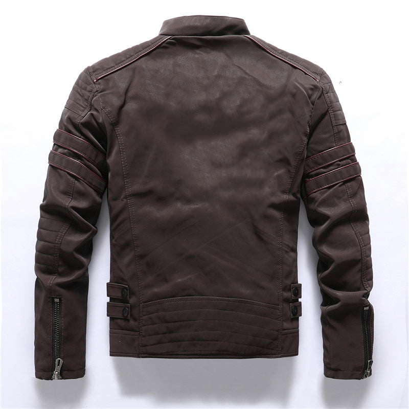 "Stilvolle Herren Bikerjacke in Schwarz, wetterfestes Material, für Freizeit und formale Anlässe, maßgeschneiderte Passform."