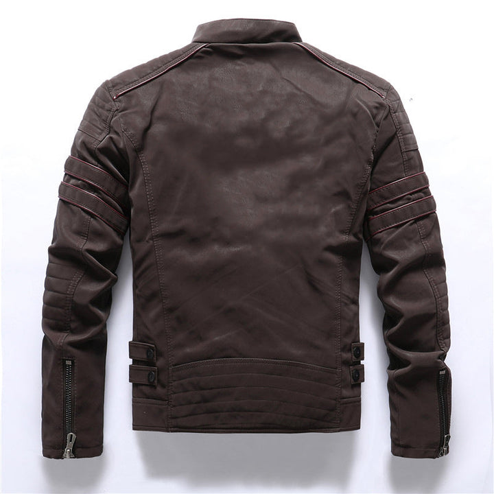 "Stilvolle Herren Bikerjacke in Schwarz, wetterfestes Material, für Freizeit und formale Anlässe, maßgeschneiderte Passform."