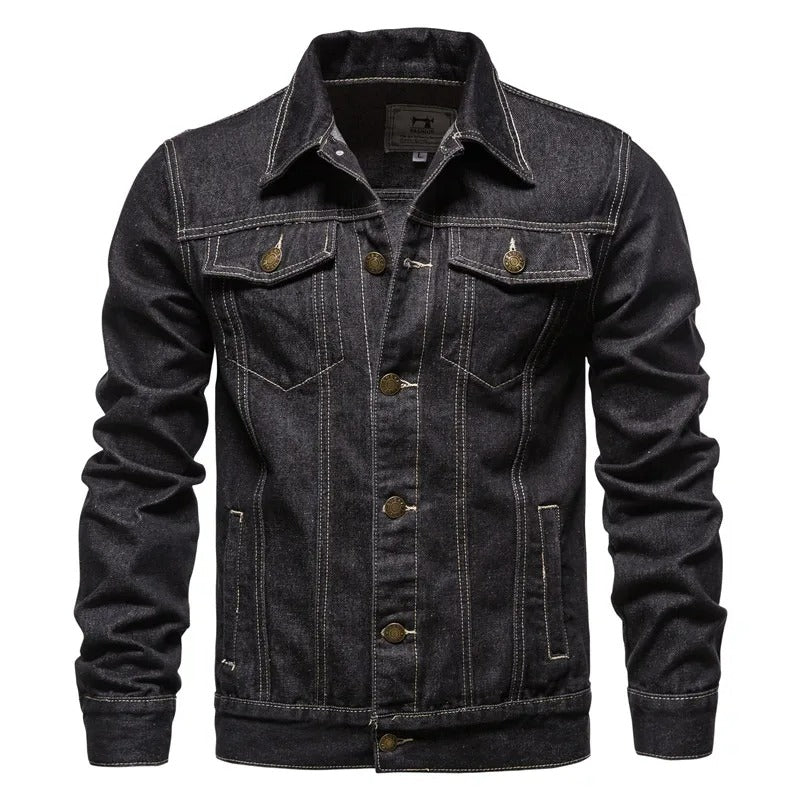 Stilvolle Herren Denim Jacke für Herbst, in klassischem Blau, vielseitig kombinierbar, ideal für kühle Tage.