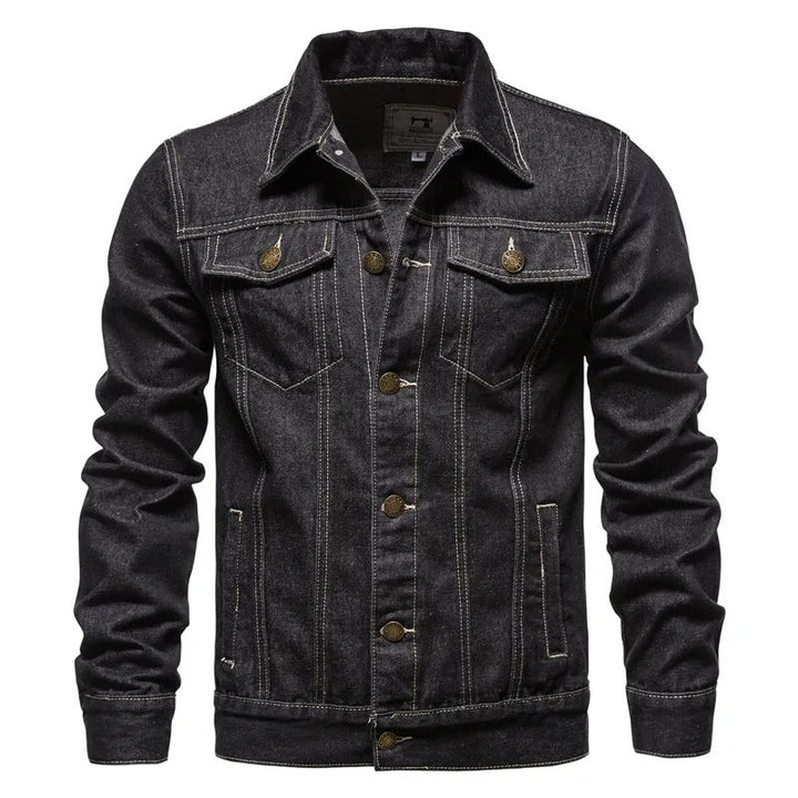 Stilvolle Herren Denim Jacke für Herbst, in klassischem Blau, vielseitig kombinierbar, ideal für kühle Tage.