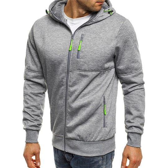Stilvolle Herren Kapuzenjacke in Armeegrün, schmal geschnitten, modisches Design, ideal für kühle Tage und vielseitig tragbar