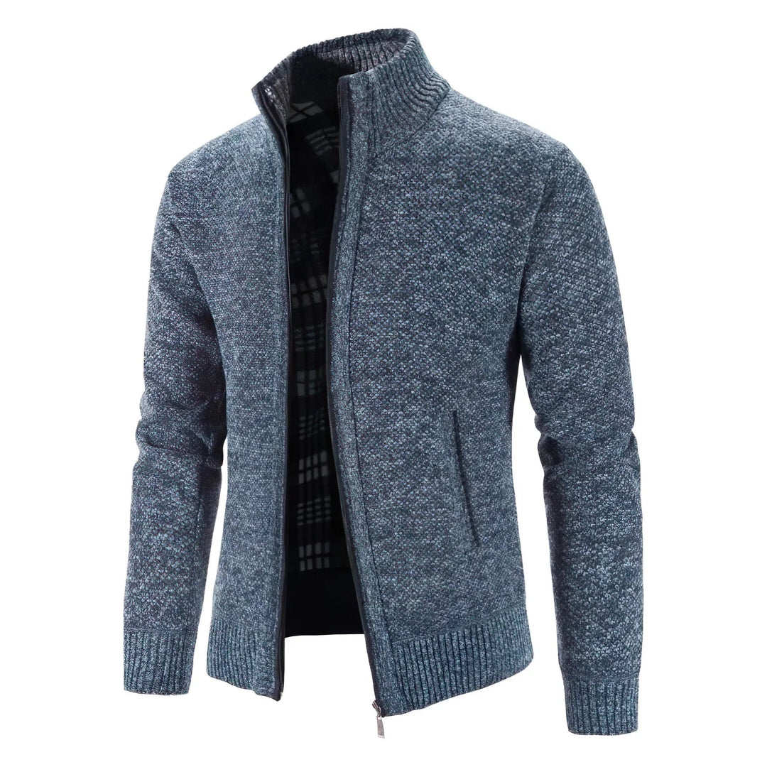 "Stilvolle Herren Strickjacke mit Reißverschluss, moderne Optik, warme Farbtöne, exzellente Passform, elegant und bequem"