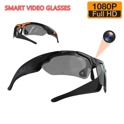 "Stilvolle Kamera-Sonnenbrille mit schwarzem Rahmen, dualer Funktion für Videoaufzeichnung und Sonnenschutz, ideal für Abente