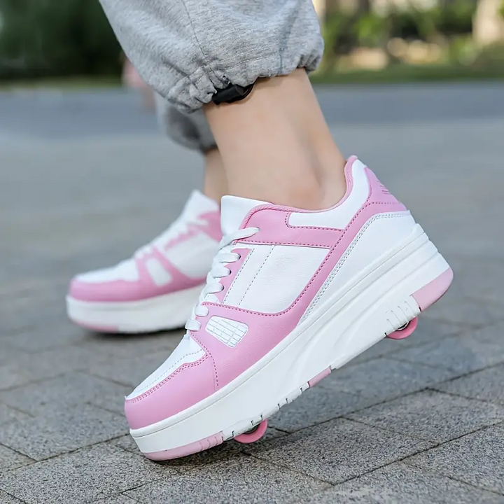 Stilvolle Kinder-Rollschuhe mit abnehmbaren Rädern, geeignet für Outdoor-Abenteuer, fördern aktiven Lebensstil.
