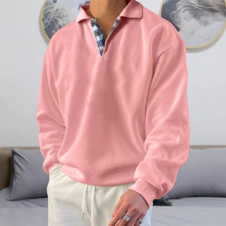 "Stilvoller, atmungsaktiver Herren Pullover in Blau mit V-Ausschnitt und langen Ärmeln, ideal für modernen Sommerlook."