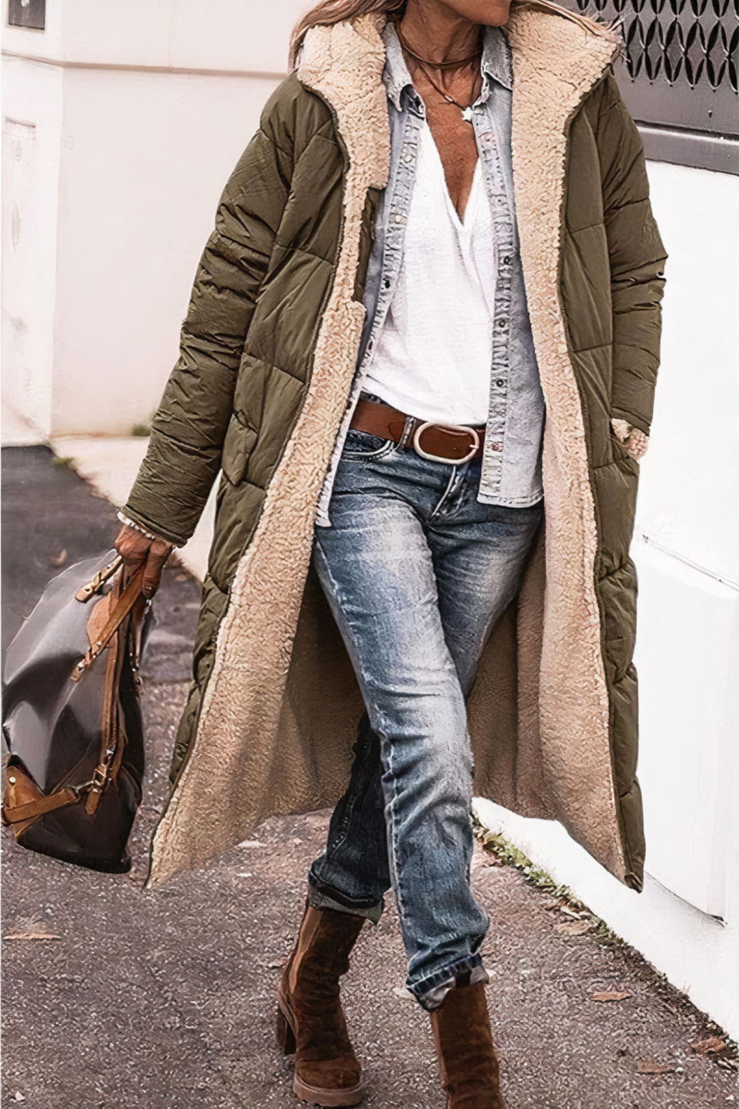 Stilvoller Damen Parka-Mantel mit doppelseitigem Design, warm und modern, ideal für Wintertage und festliche Anlässe.