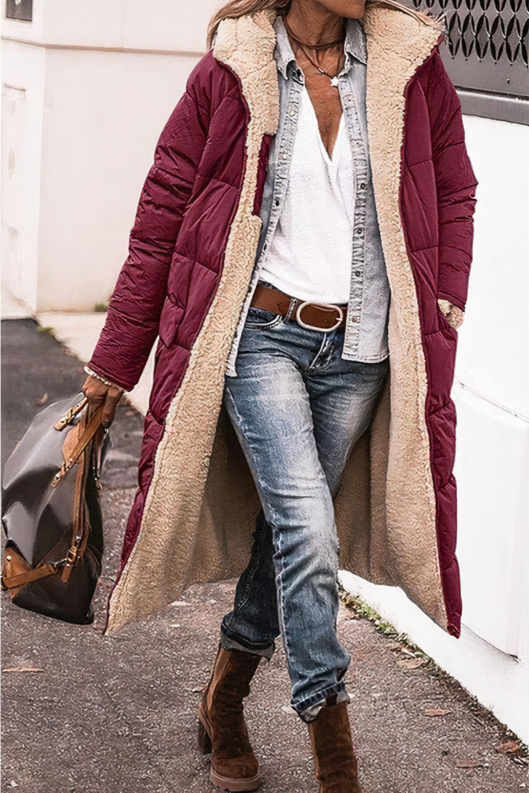 Stilvoller Damen Parka-Mantel mit doppelseitigem Design, warm und modern, ideal für Wintertage und festliche Anlässe.