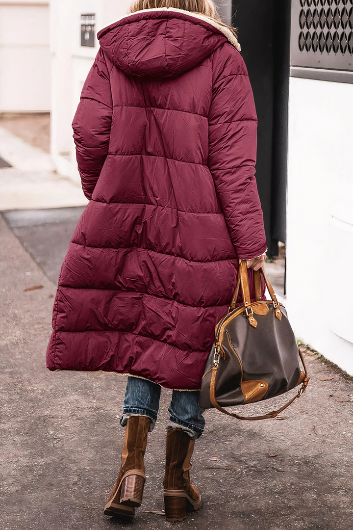 Stilvoller Damen Parka-Mantel mit doppelseitigem Design, warm und modern, ideal für Wintertage und festliche Anlässe.