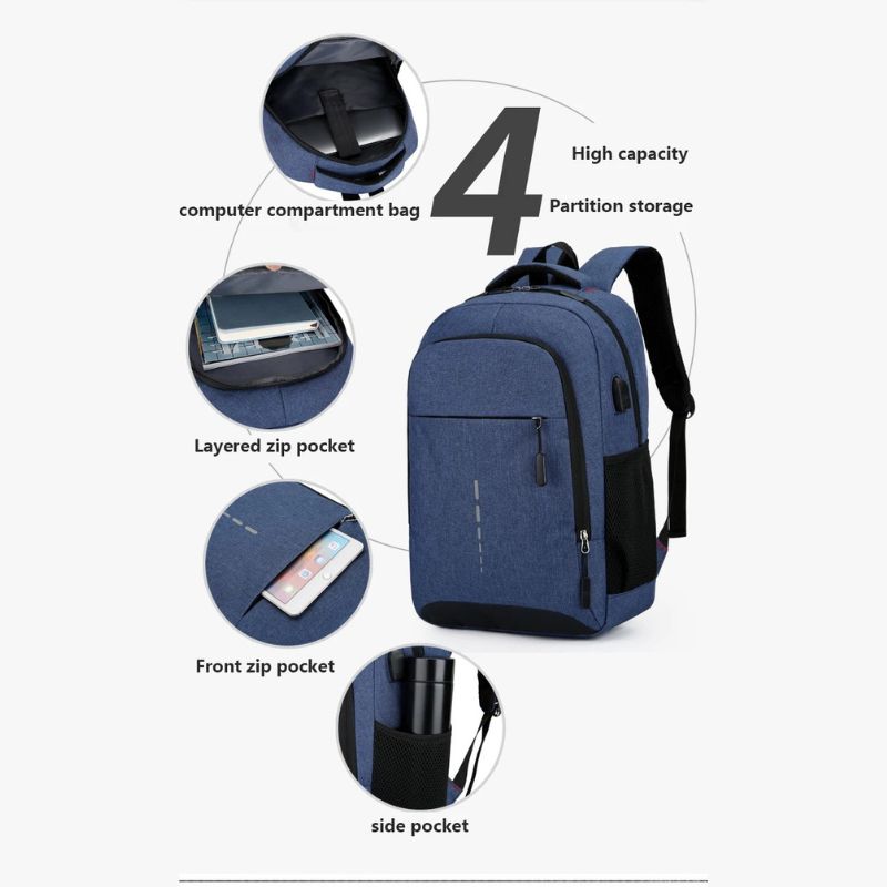 Stilvoller, ultraleichter, wasserdichter Herrenrucksack in Schwarz, Marineblau, Grau oder Grün für Alltag und Abenteuer.