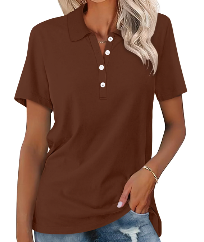 Stilvolles Damen Poloshirt in Blau, klassisches Design, moderne Passform, hochwertiger Stoff, für Büro und Freizeit geeignet.