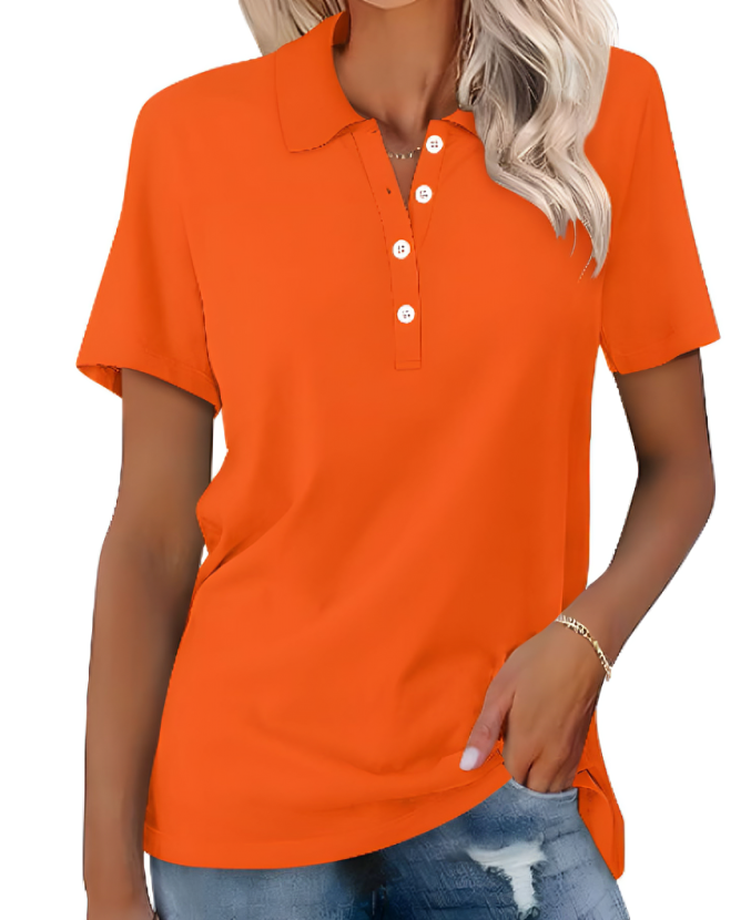 Stilvolles Damen Poloshirt in Blau, klassisches Design, moderne Passform, hochwertiger Stoff, für Büro und Freizeit geeignet.