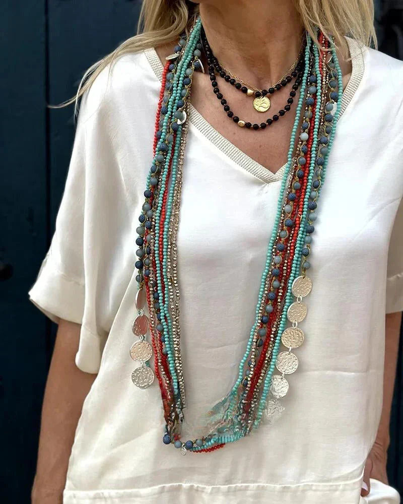 Stilvolles Damen Zweiteiler Set in Beige, lockerer Schnitt, bestehend aus Oberteil und Hose, modisch und bequem.