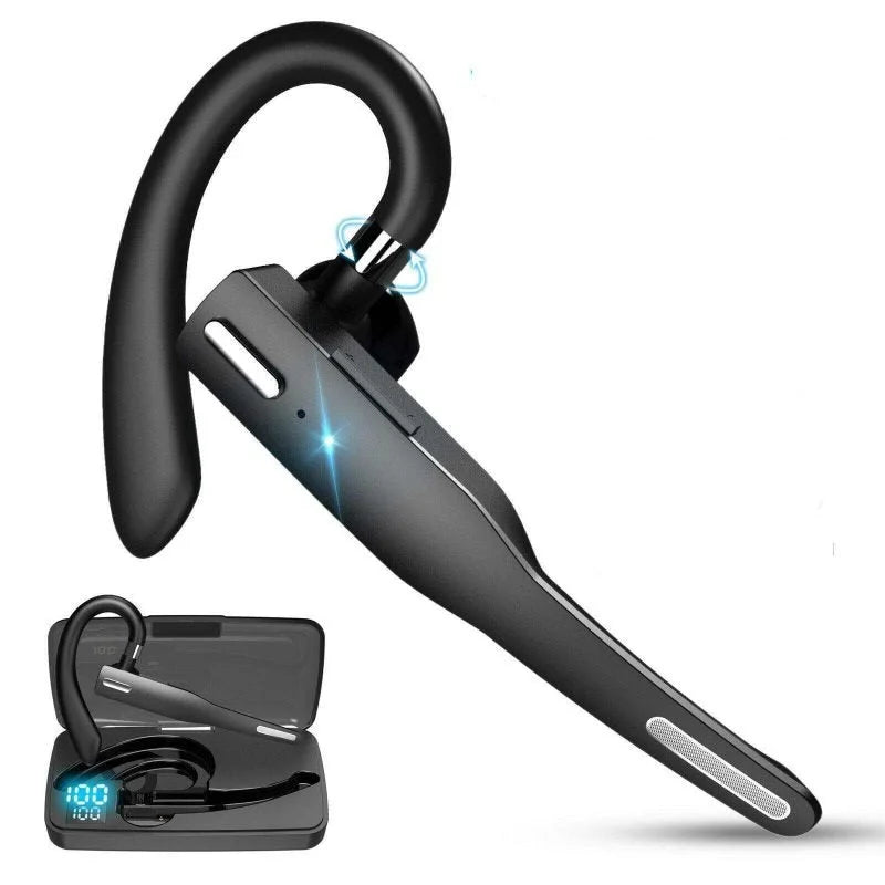 Stilvolles kabelloses Bluetooth-Headset mit drehbarem Ohrbügel, CVC8.0-Technologie und 48h Wiedergabezeit.