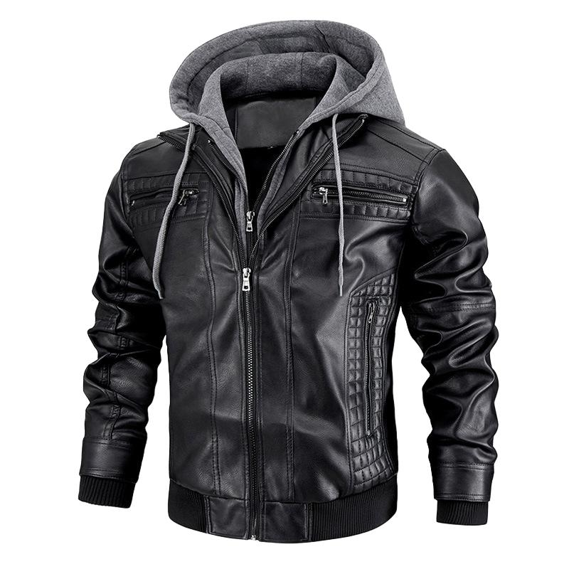 Stylische Herren Kapuzenjacke mit Reißverschlusstaschen und abnehmbarer Kapuze in modernem, schlanken Design.