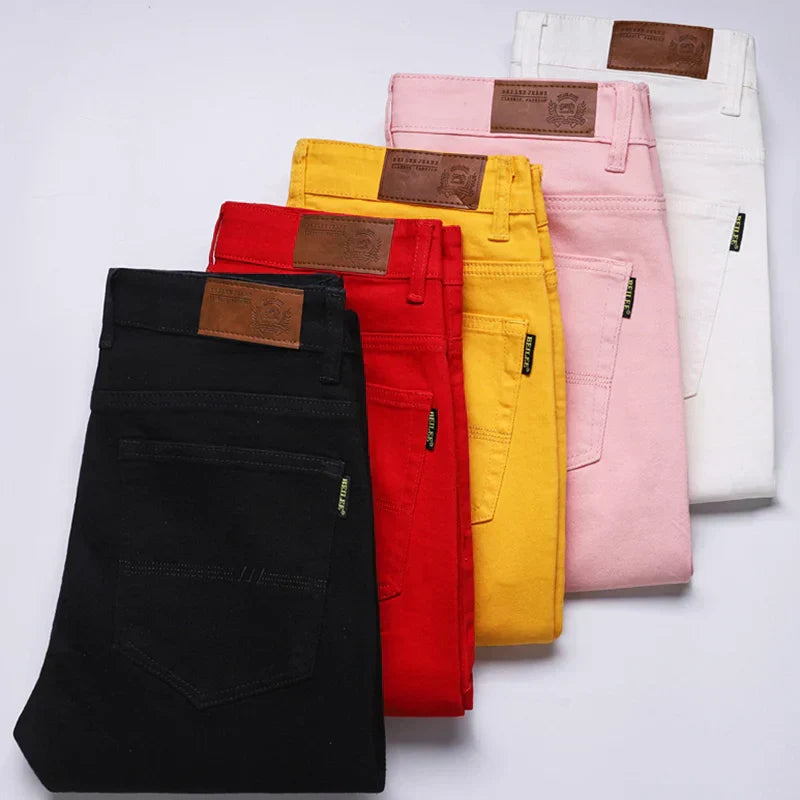 "Stylische Herren Slim Fit Jeans, blaue Denim-Hose, figurbetont mit klassischen Taschen, für modische und komfortable Outfits