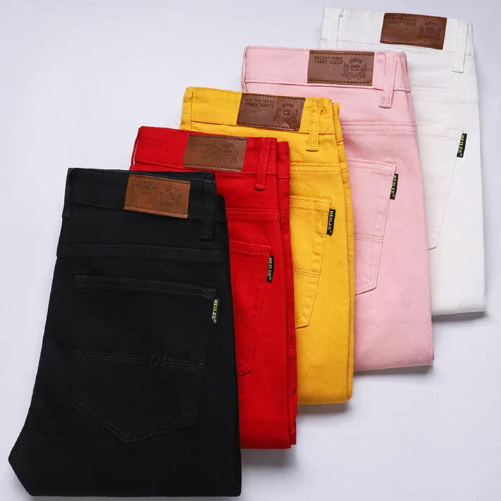 "Stylische Herren Slim Fit Jeans, blaue Denim-Hose, figurbetont mit klassischen Taschen, für modische und komfortable Outfits