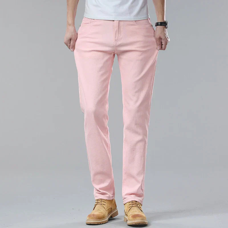 "Stylische Herren Slim Fit Jeans, blaue Denim-Hose, figurbetont mit klassischen Taschen, für modische und komfortable Outfits