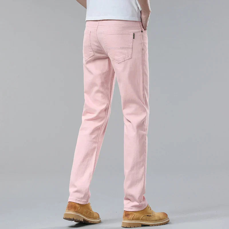"Stylische Herren Slim Fit Jeans, blaue Denim-Hose, figurbetont mit klassischen Taschen, für modische und komfortable Outfits