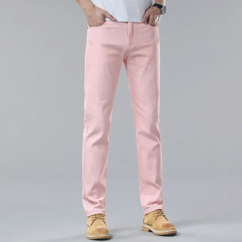 "Stylische Herren Slim Fit Jeans, blaue Denim-Hose, figurbetont mit klassischen Taschen, für modische und komfortable Outfits