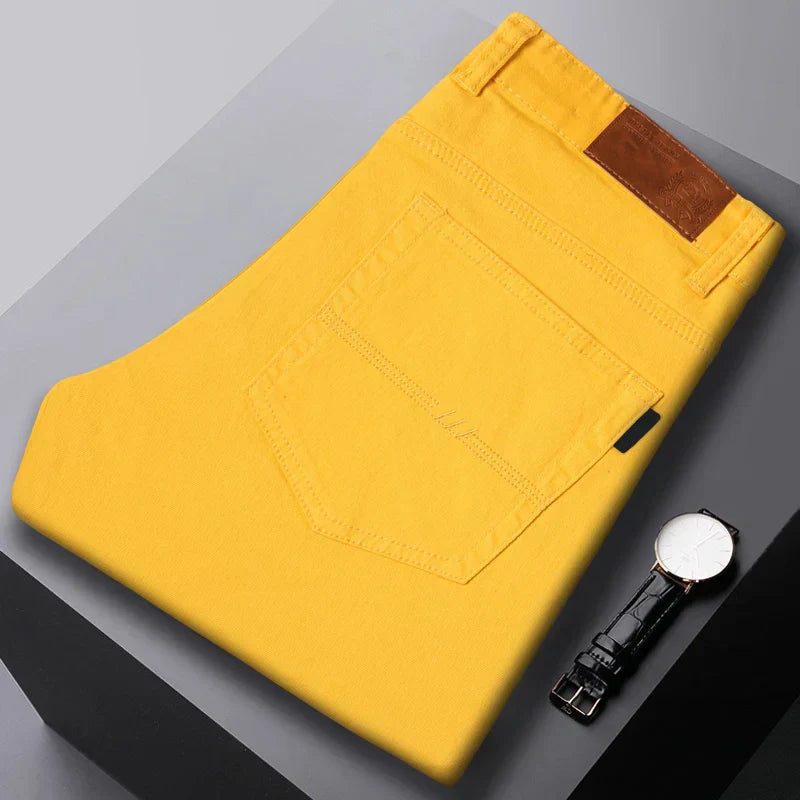 "Stylische Herren Slim Fit Jeans, blaue Denim-Hose, figurbetont mit klassischen Taschen, für modische und komfortable Outfits