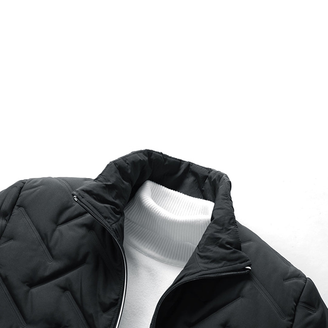 "Stylische Herrenjacke in Schwarz, perfekt für Wintermode, warm und modern geschnitten, erhältlich in Grau und Grün."