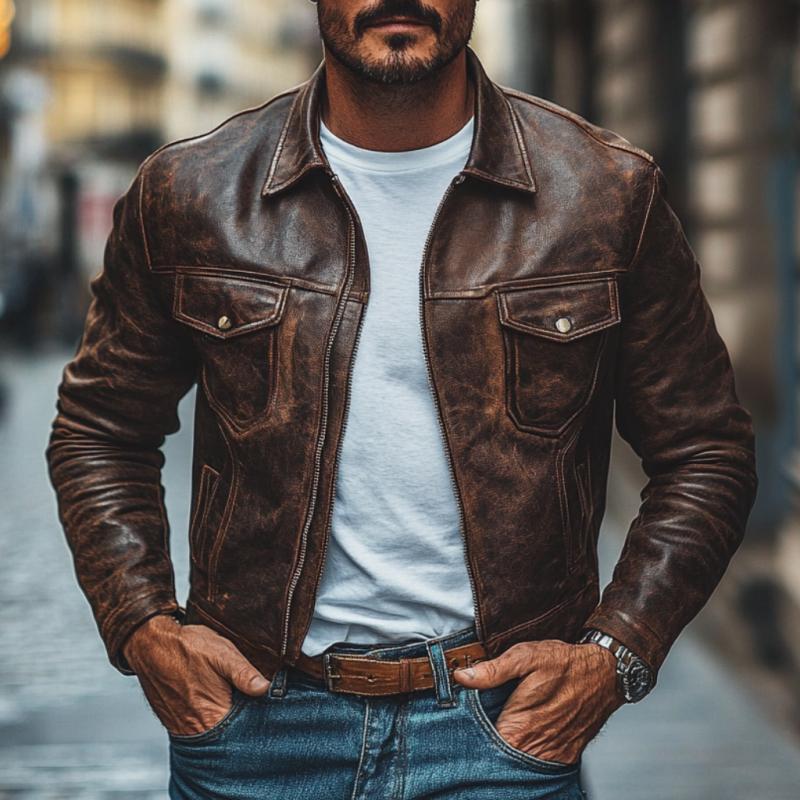 "Stylische Herrenjacke mit Reverskragen, schlanker Schnitt, mehrere Taschen, ideal für eleganten und lässigen Stil."