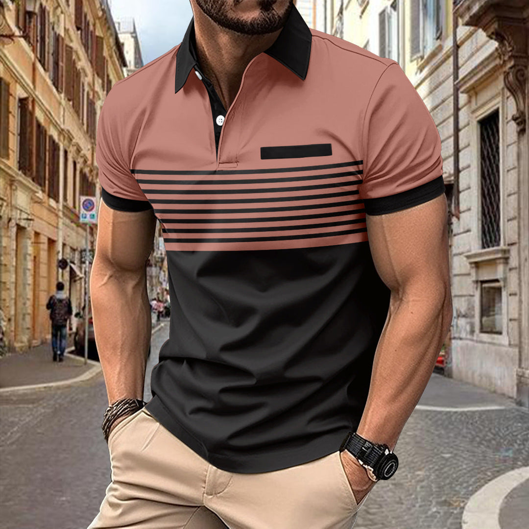 "Stylisches Herren-Polohemd, modernes Design, navyblau, kurzärmelig, atmungsaktiv, ideal für Büro und Freizeit."