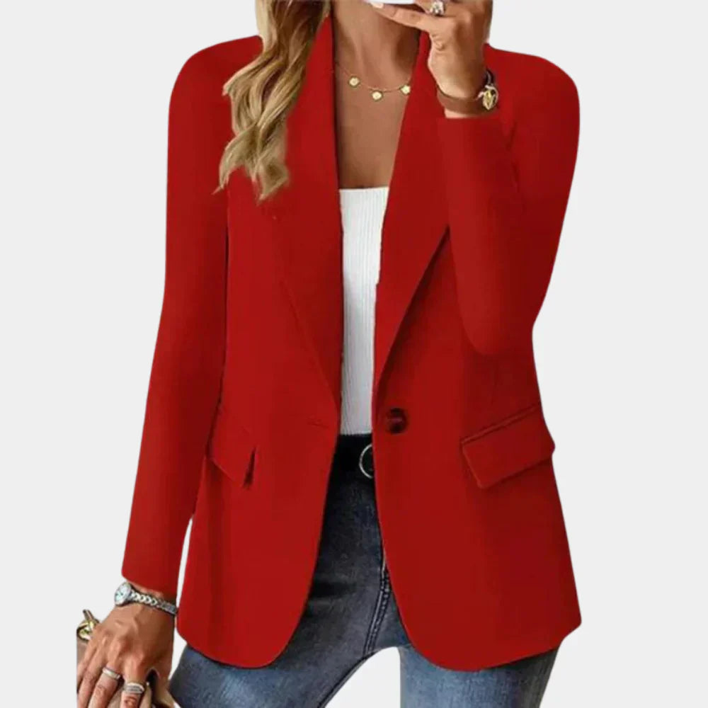"Taillierter roter Sommerblazer für Damen, modern geschnitten, aus Stretchmaterial für eleganten Komfort und vielseitigen Sti