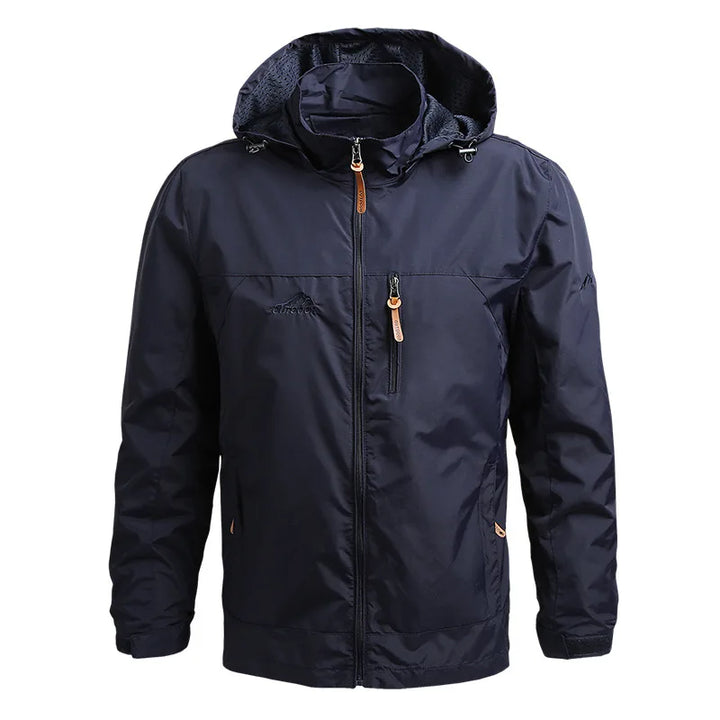 "Taktische wasserdichte Herrenjacke, robustes Design, abnehmbare Kapuze, atmungsaktiv, ideal für Outdoor-Abenteuer."