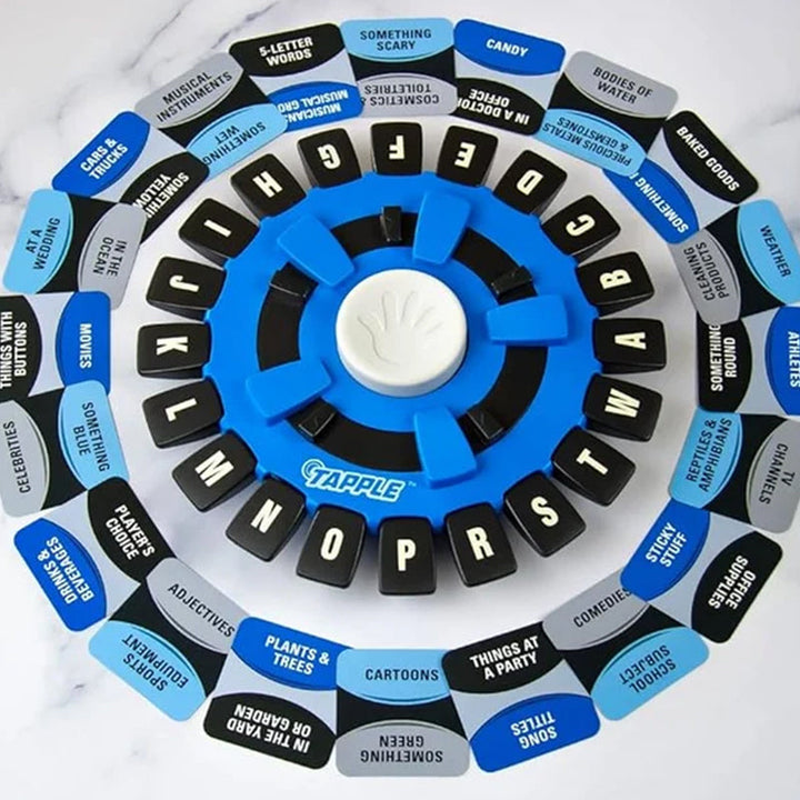 Tapple Spieleset mit drehbarem Buchstabenrad und Kategorienkarten, ideales Familienspiel, fördert schnelles Denken und Kreati