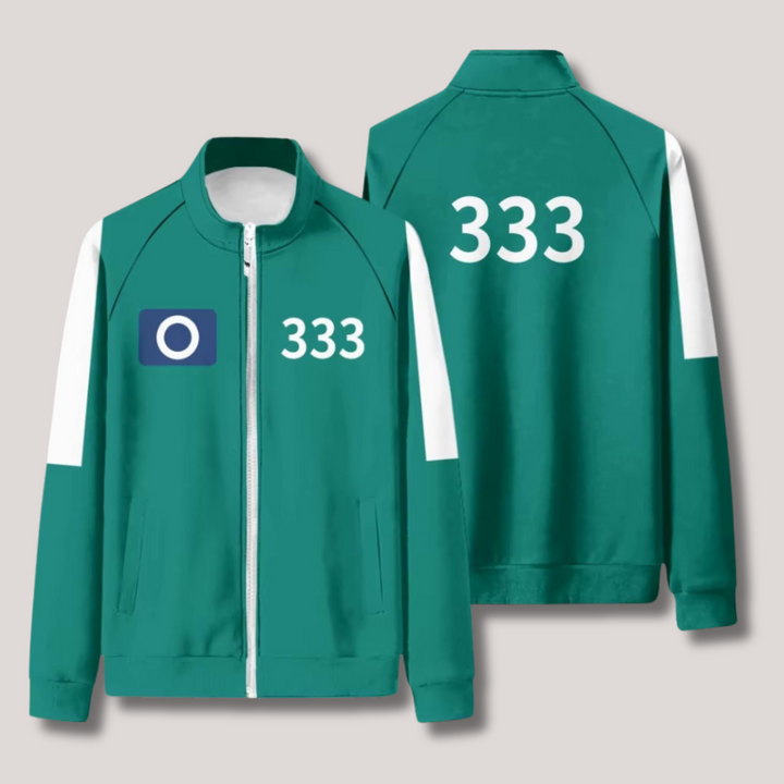 "Tintenfisch Spiel Trainingsanzug, grün, mit Nummerierung, ideal für Cosplay, weicher Stoff, komfortable Passform, Herrenanzu