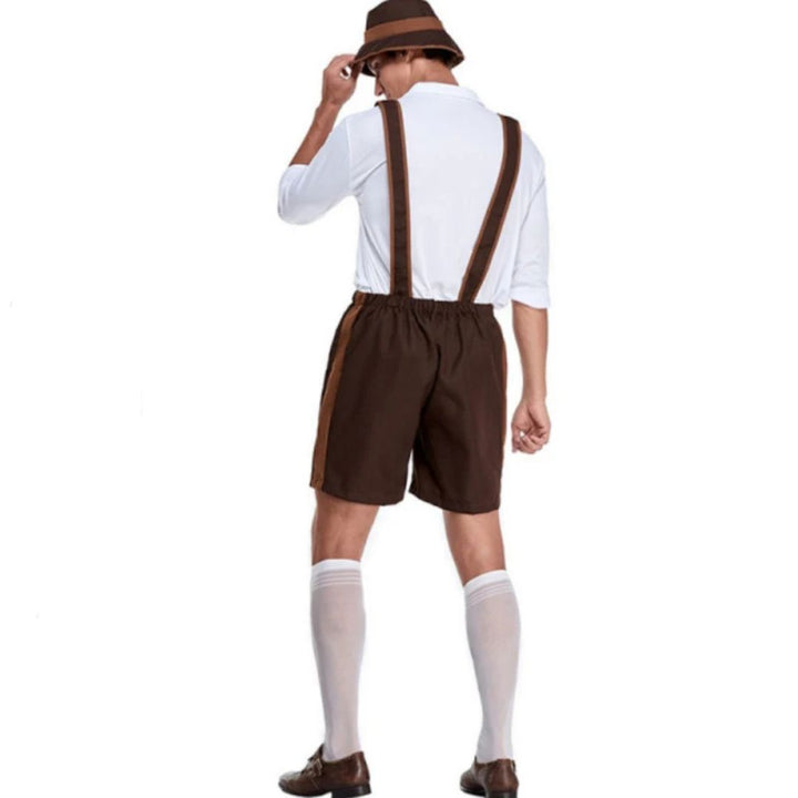 "Traditionelle Herren-Lederhose, Vorderansicht, braun, inspiriert von bayerischer Trachtenmode, Oktoberfest-tauglich"