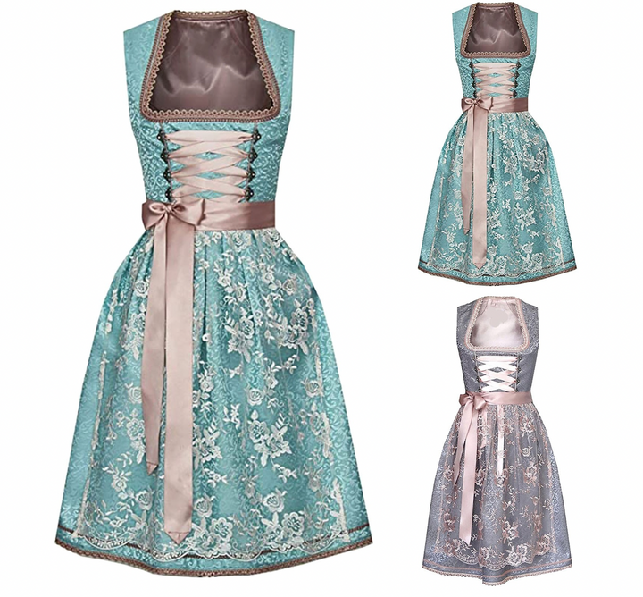 "Traditionelles Damen Dirndl-Set mit eleganter Bluse, edles Design mit modernen Details, Vorderansicht."